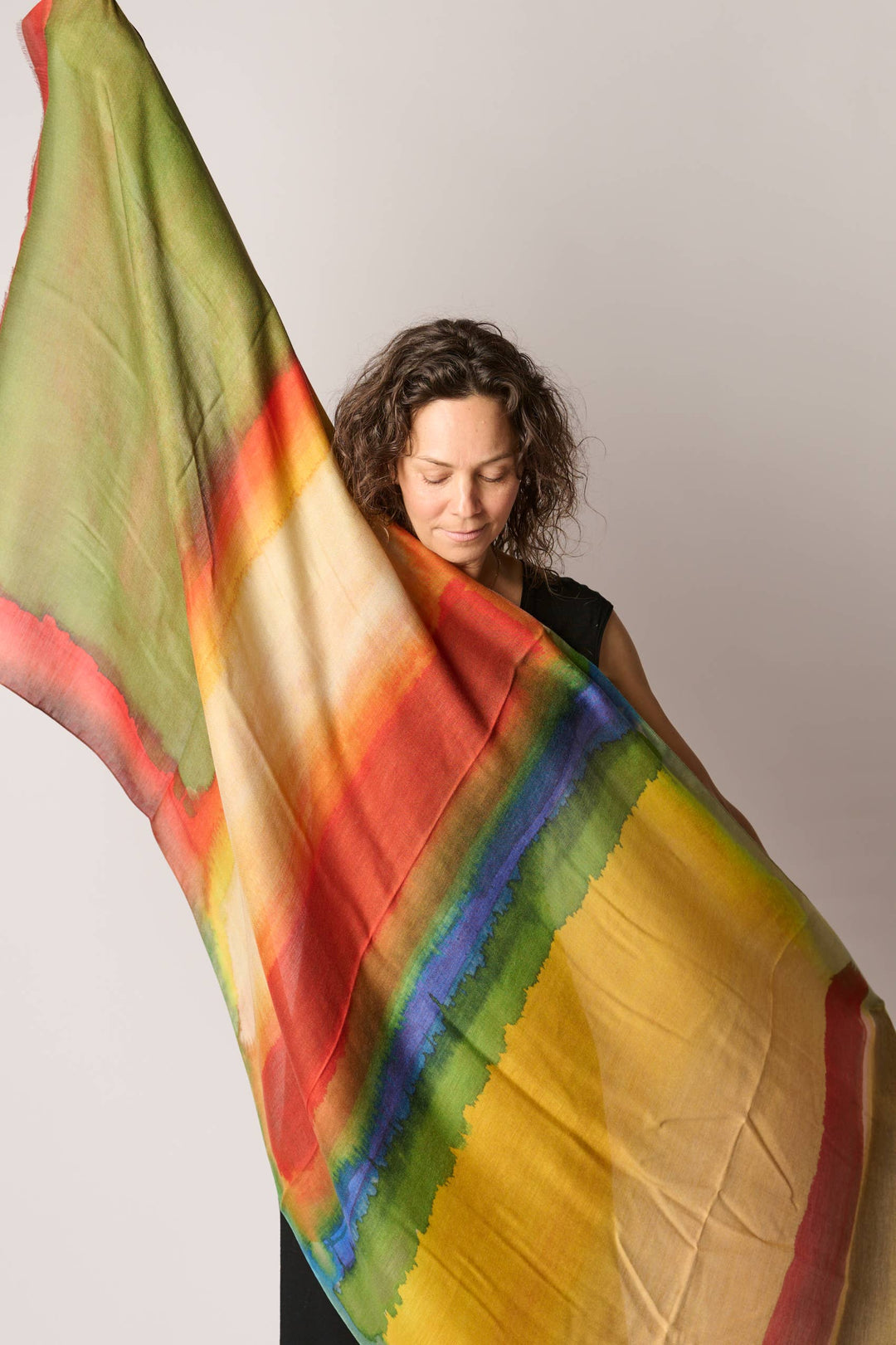 Rothko Style Travel Wrap/Scarf in Silk/Wool Blend