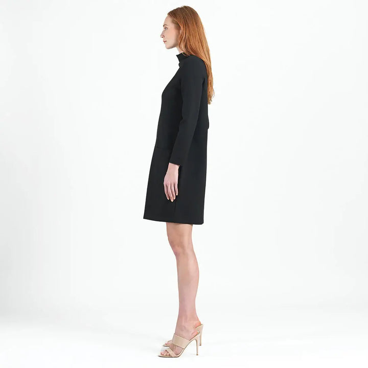 Ponte Knit - Funnel Neck Tunic Sweater Dress