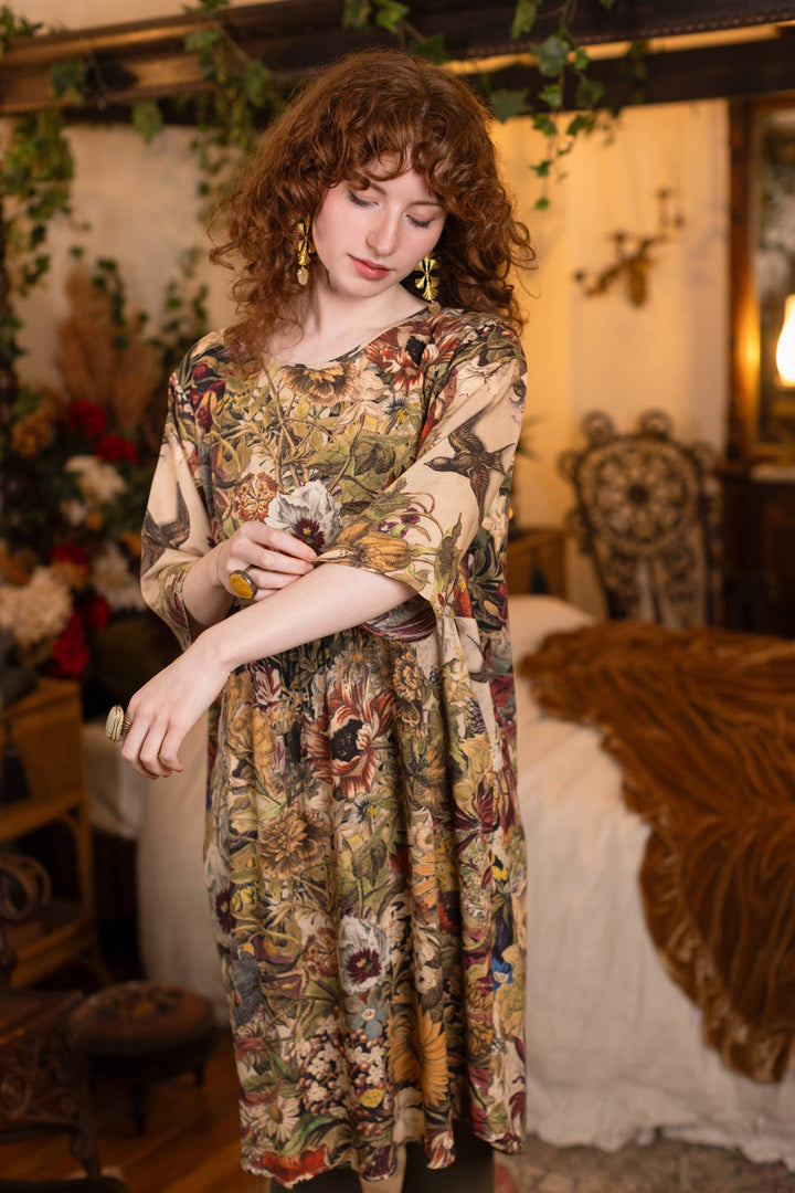 Golden Hour Artist Dress Tunic w/ Pockets & Floral Print
