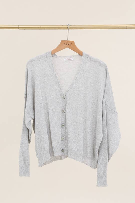 V-neck Buttoned Cardigan in 100% Cotton
