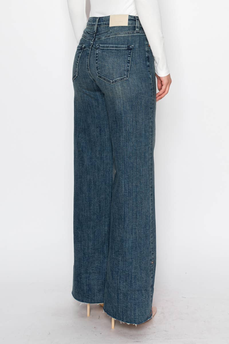 Tummy Control High Rise Cuffed Wide Leg Jean