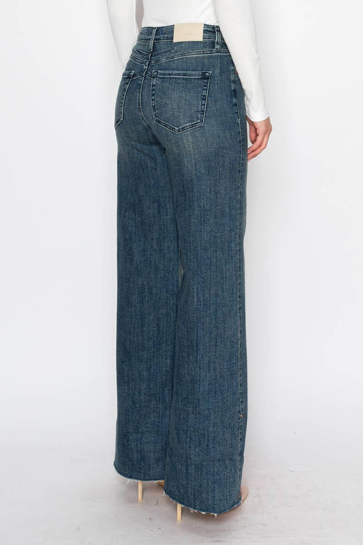 Tummy Control High Rise Cuffed Wide Leg Jean