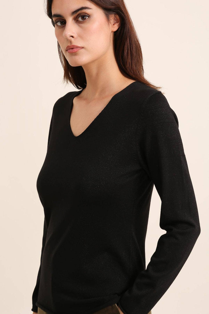 Tencel and Lurex V-neck Sweater