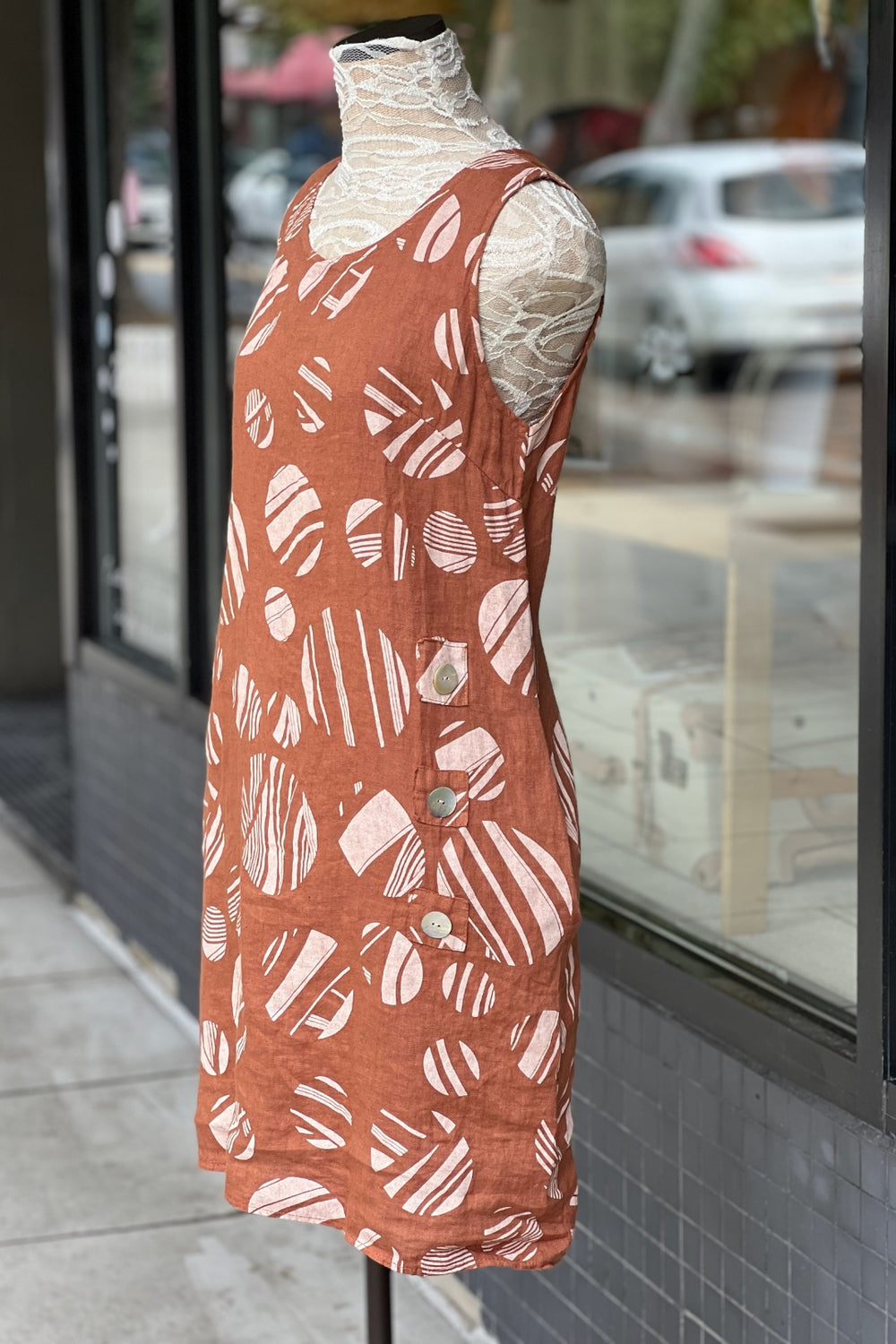 Lands Down Under Button Dress at Adlib Clothing in Asheville, NC