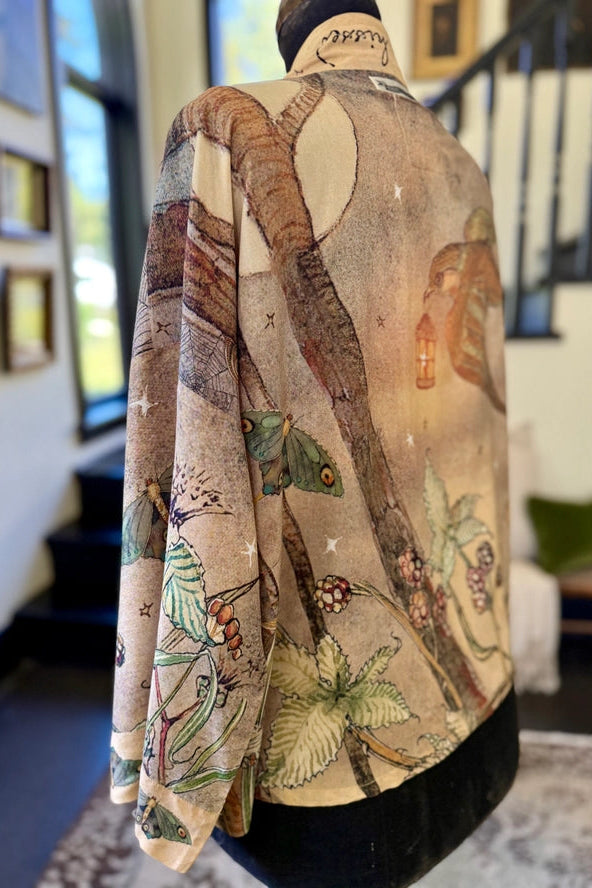 Lovelight Pixie Cropped Kimono w/ Woodland Swallow & Stars