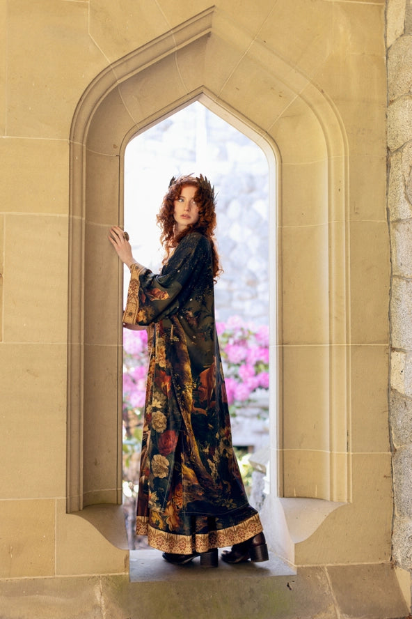 The Messenger Opera Duster Robe w/ Joan of Arc & Florals