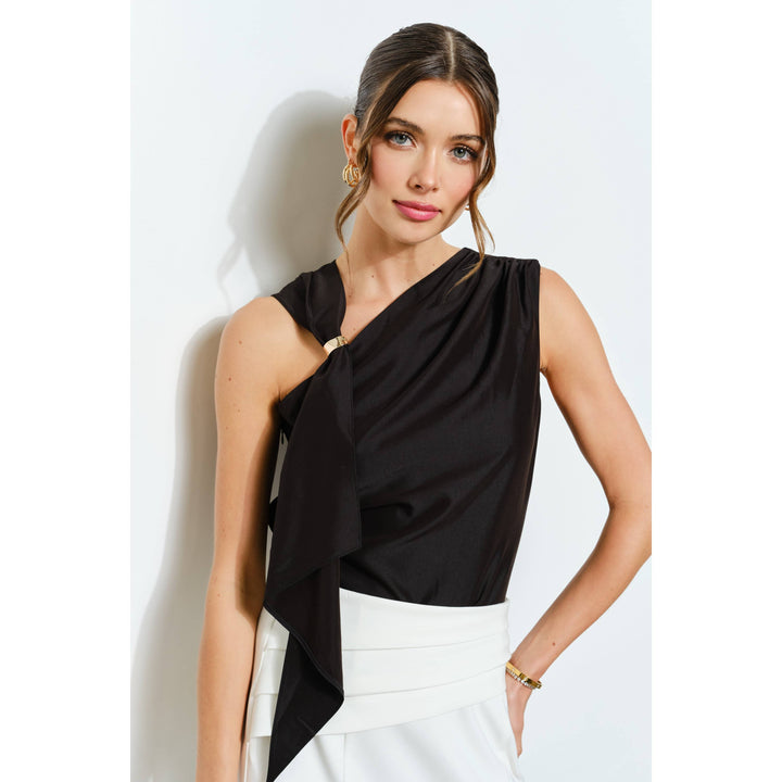 Asymmetric Drape Ring Detail Top