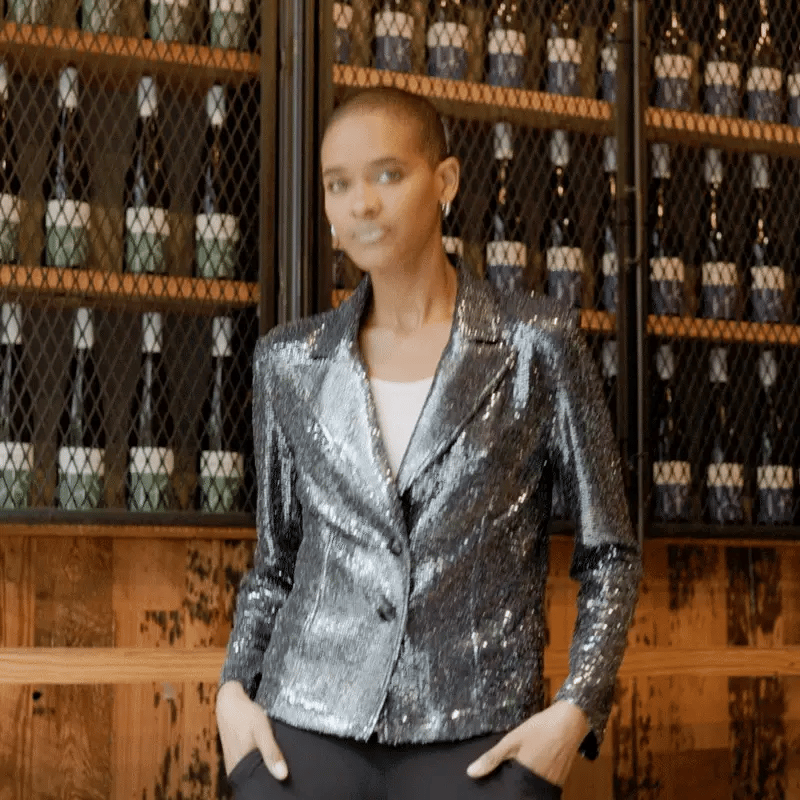 Sequin Knit - Modern Button Blazer