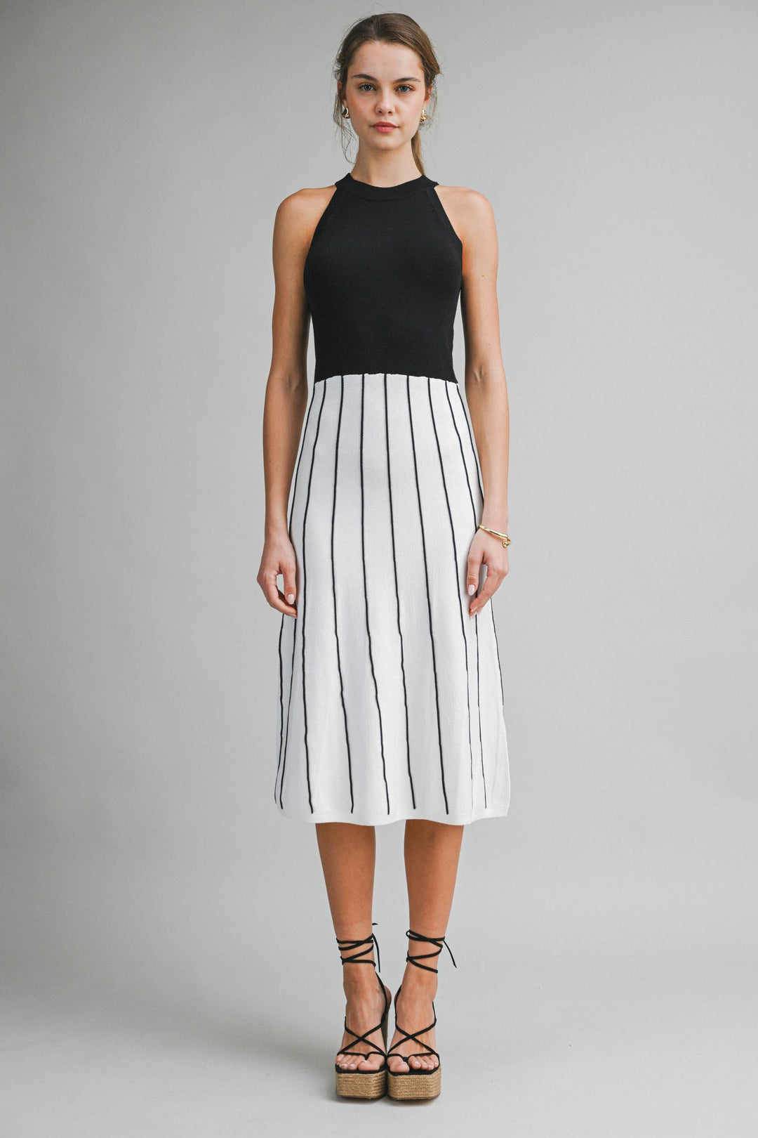 black and white striped halter dress Amara Striped Halter Dress S