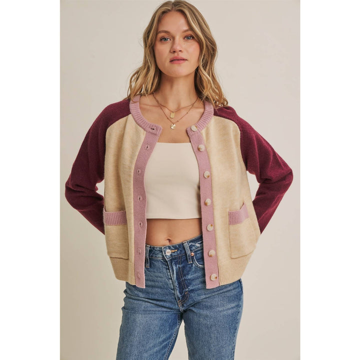 Morning Light Cafe Wool Blend Color Block Cardigan