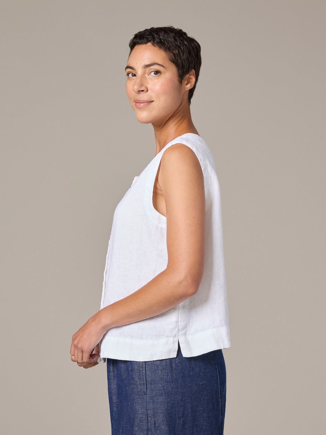 Button Up Linen Vest