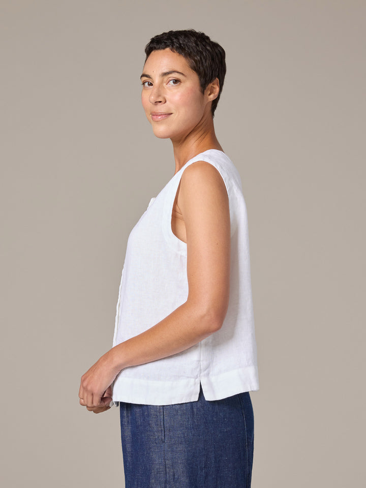 Button Up Linen Vest