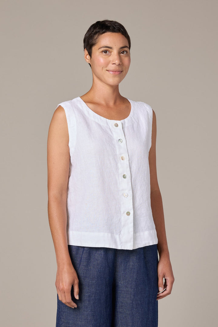 Button Up Linen Vest