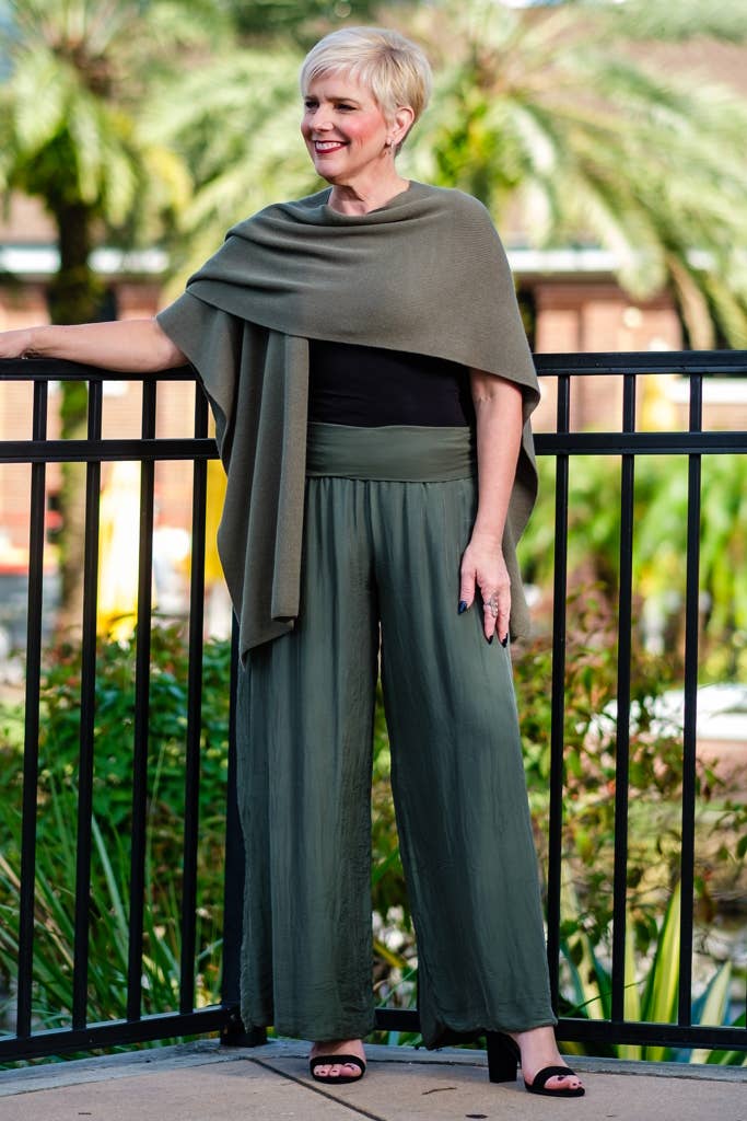 Mercedes Foldover Waist Silk Pant