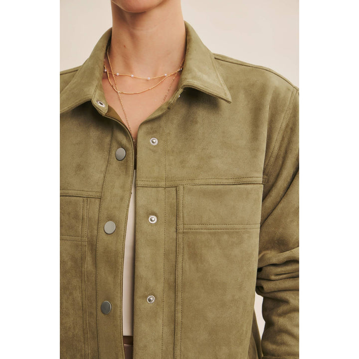 Versatile Luxe Stretchy Suede Jacket with Statement Pockets
