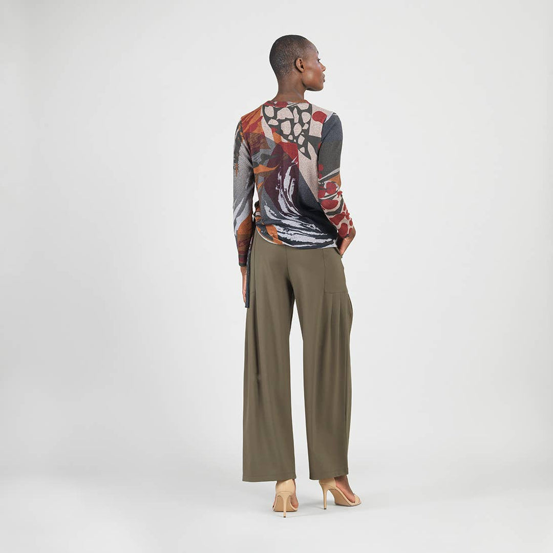 Multi Media Print Soft Scoop Neck Sweater