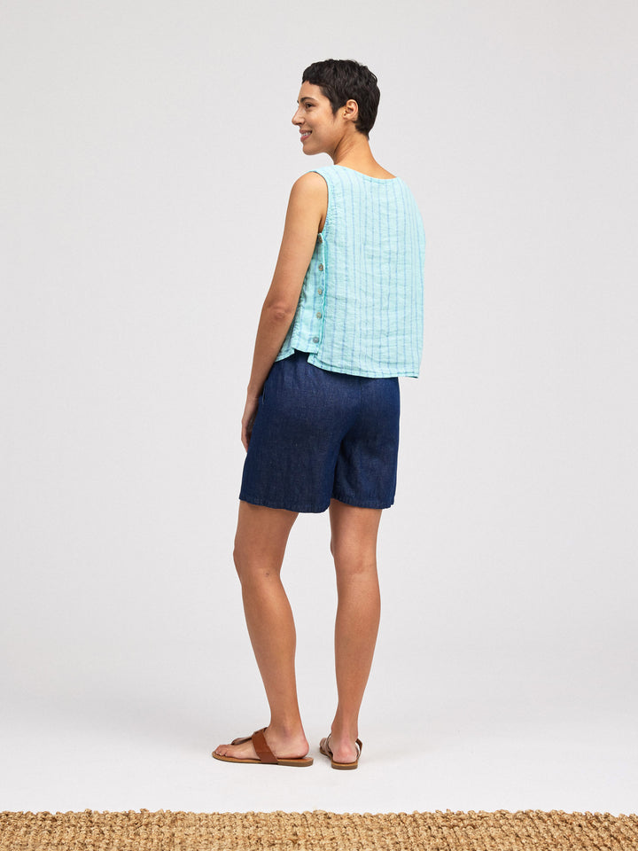 Side Button Shell Stripe Tank