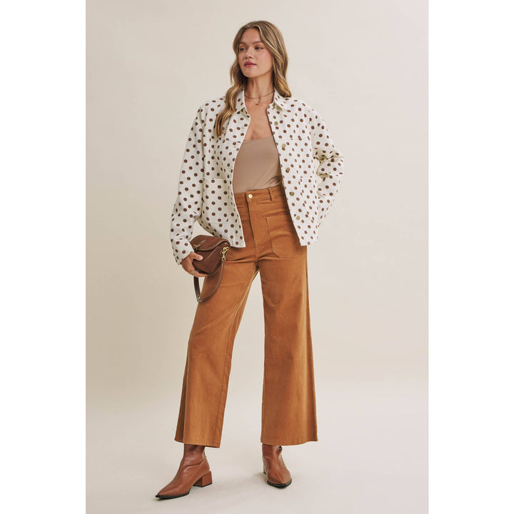 Sunday Cafe Polka Dot Cotton Twill Button Down Jacket