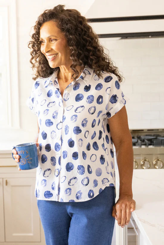 Linen Dot Cabana Shirt