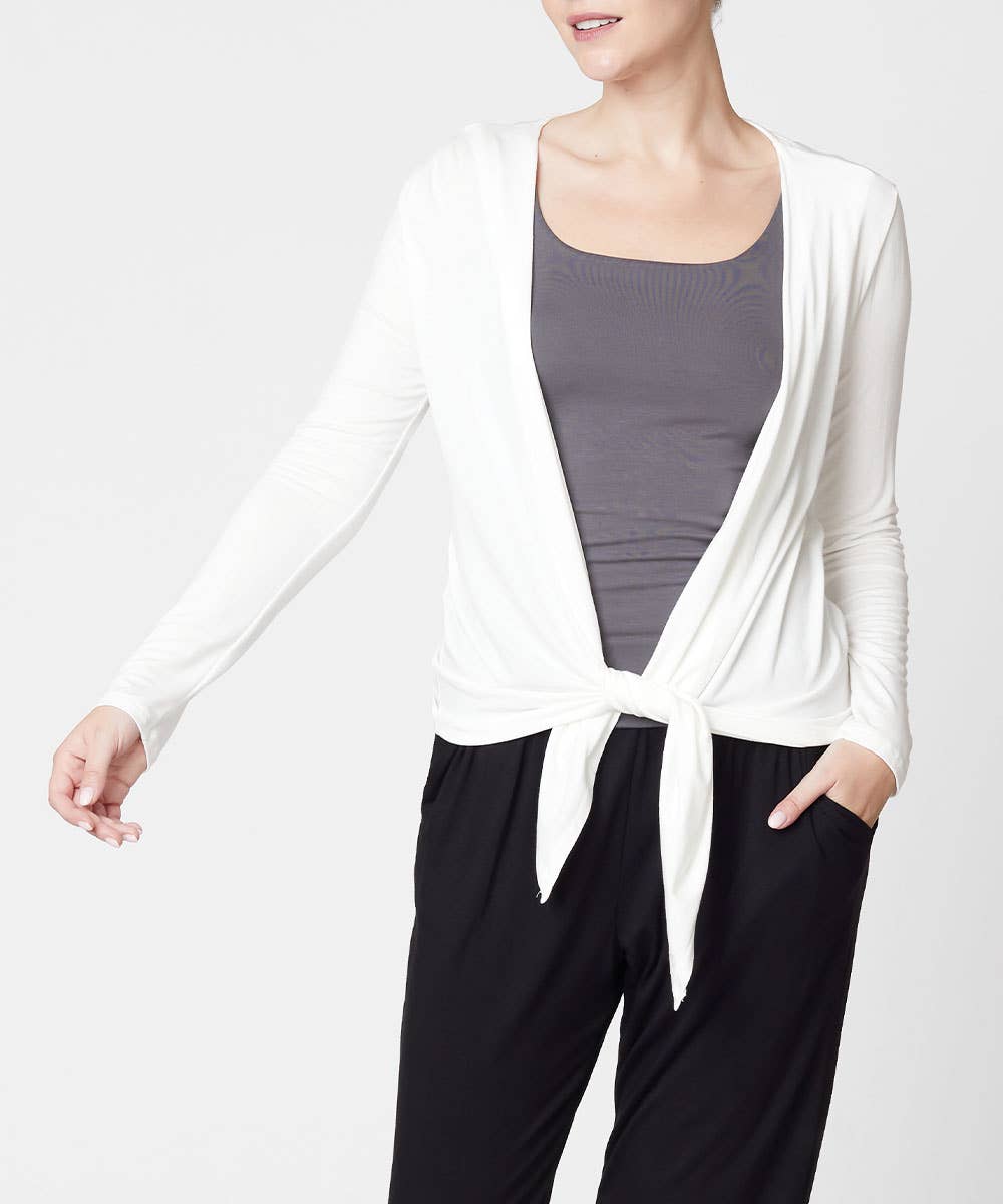 Bamboo Front Tie Open Cardigan