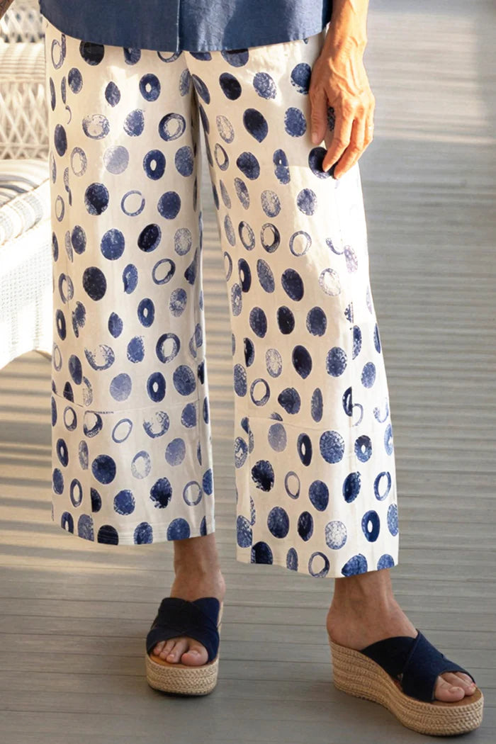 Contrast Seams Dot Pant