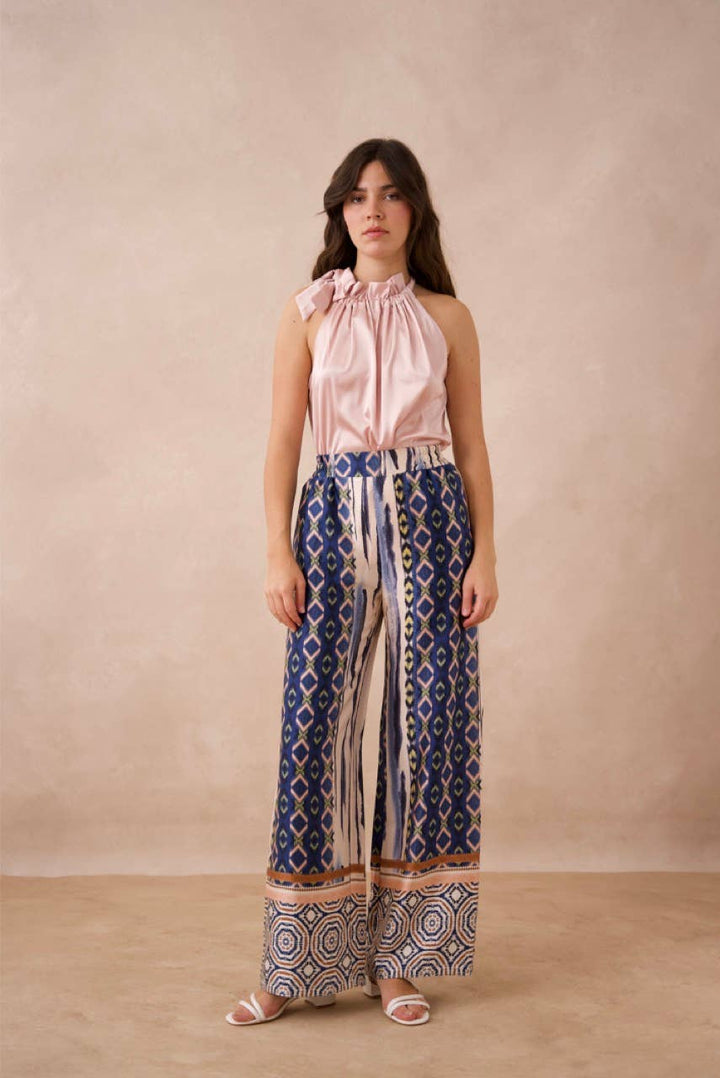 Patchwork Print Palazzo Pants