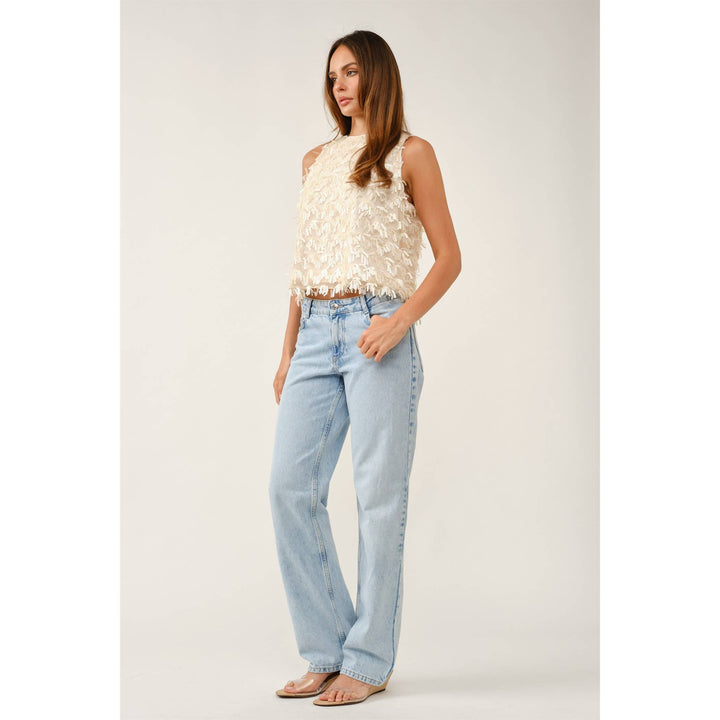 Fringed Sequin Sleeveless Top