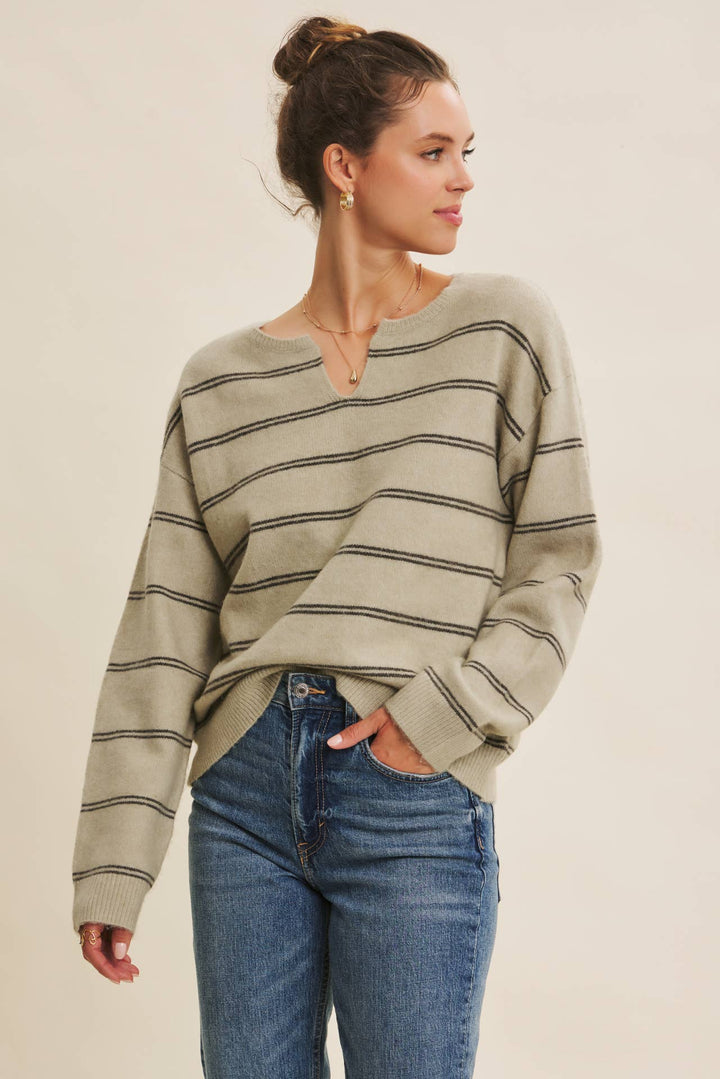 Eco-Conscious Stripe Oversized Easy Favorite Sweater Top