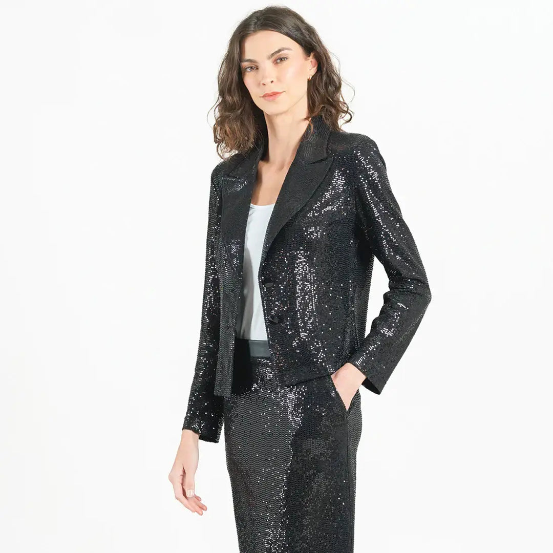 Sequin Knit - Modern Button Blazer