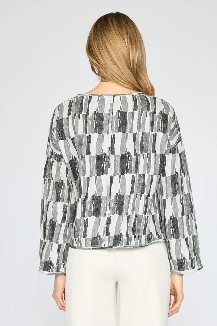 Jigsaw Blocks Rolled Edge Pullover