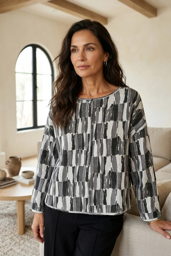 Jigsaw Blocks Rolled Edge Pullover