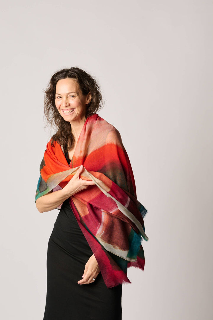 Rothko Style Travel Wrap/Scarf in Silk/Wool Blend