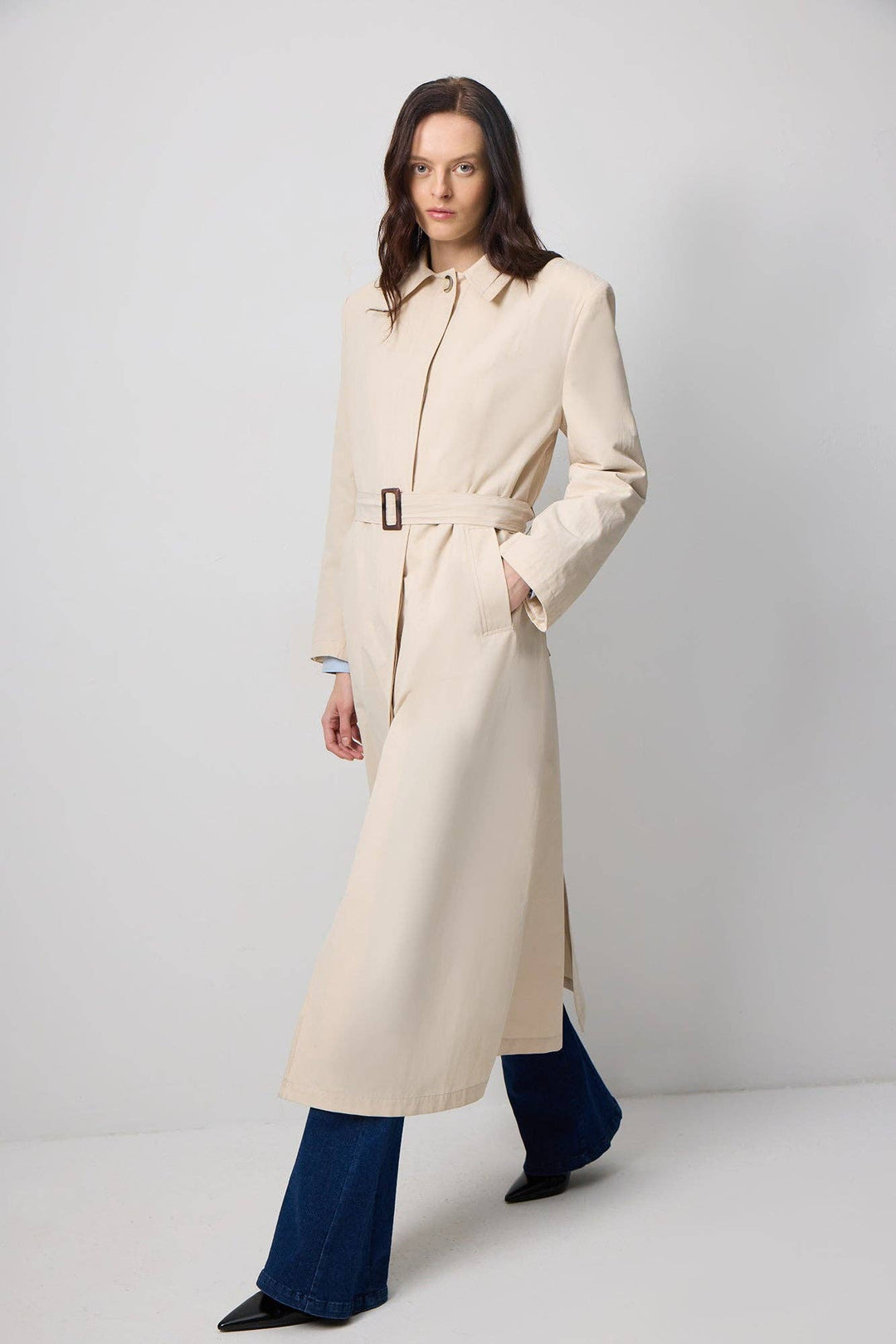 Belted Oversized Trench Coat - Cotton Blend