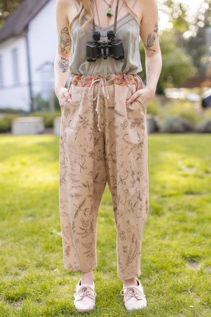 Map of My Heart Printed Boho Artist Pants in Flax