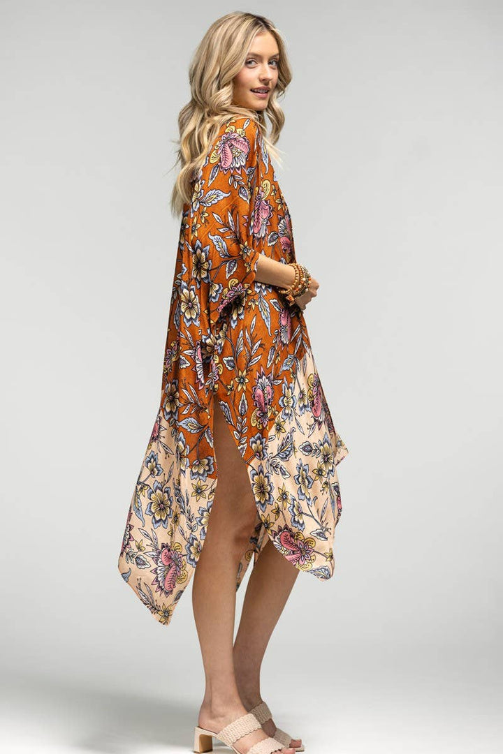 Garden Floral Print Kimono