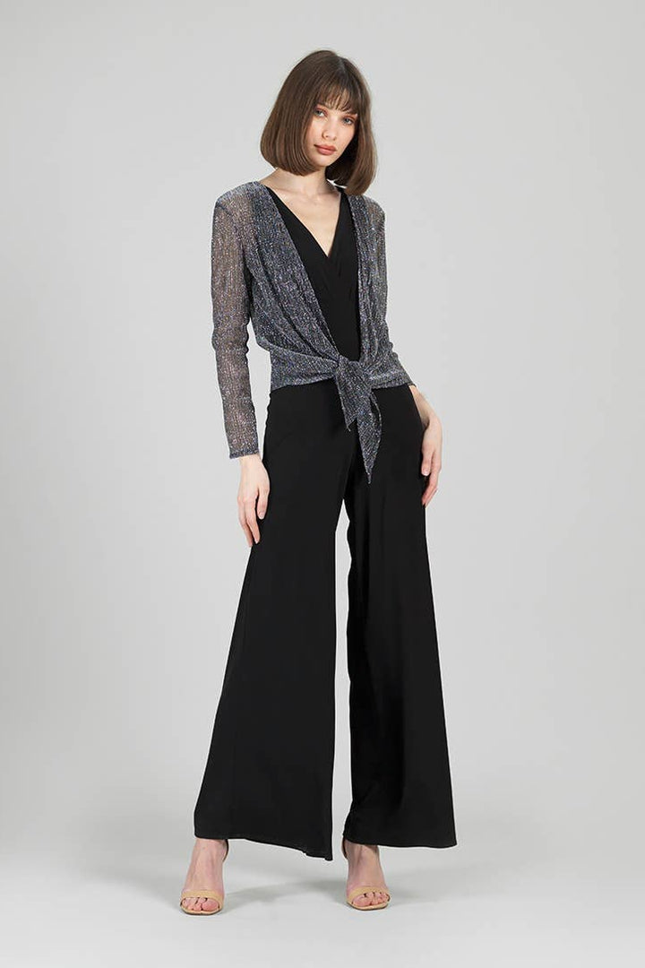 Sheer Shimmer Optional Tie Front Cardigan
