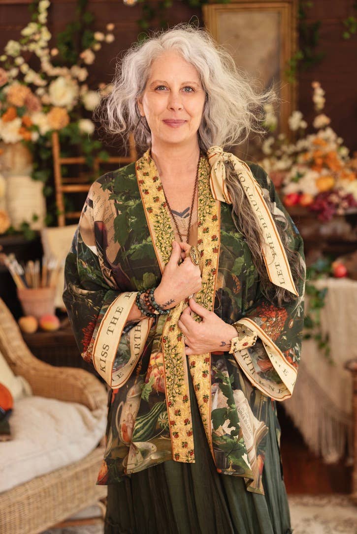 Labour of Love Matineé (mid) Duster w/ florals & violin
