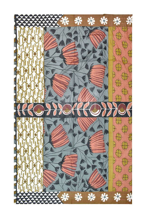 Hipster Retro Mixed Motif Scarf: Gray