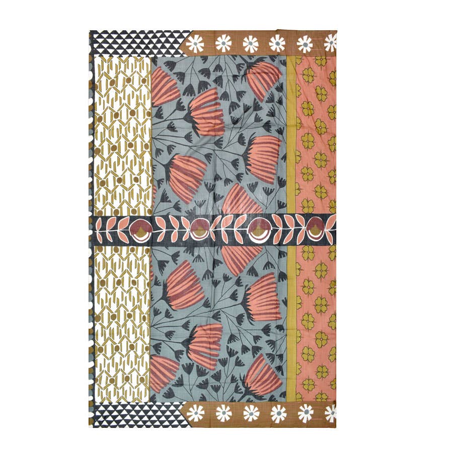 Hipster Retro Mixed Motif Scarf: Navy