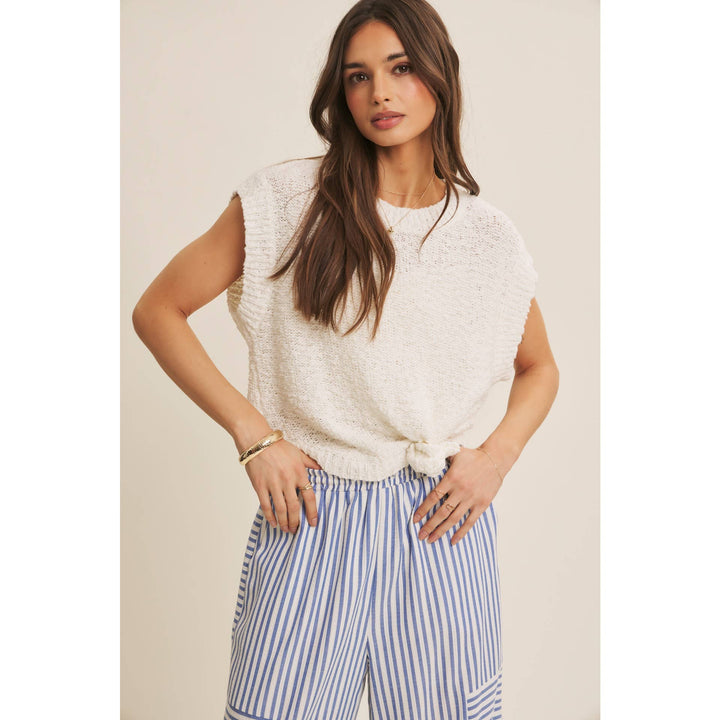 Breathable Comfort Loose Fit Textured Cotton Sweater Top