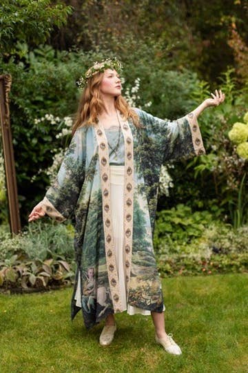 The Mythmaker Opera Duster w/ pastoral landscape & unicorn