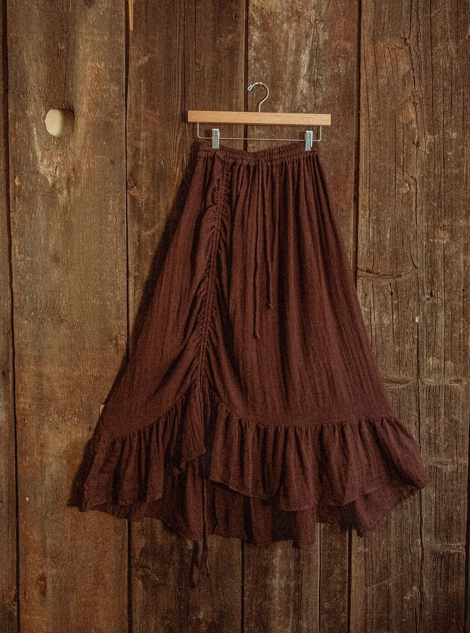 Boho Cinch Ruffle Skirt Organic Cotton Bamboo, Bohemian 