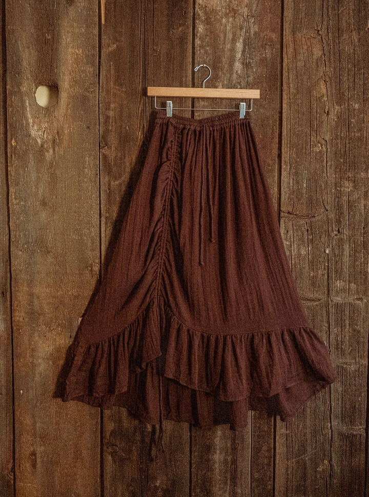 Boho Cinch Ruffle Skirt Organic Cotton Bamboo, Bohemian 