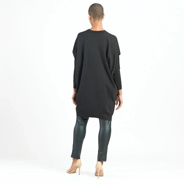 Rayon Knit Modern Architectural Cut Tunic with Pockets