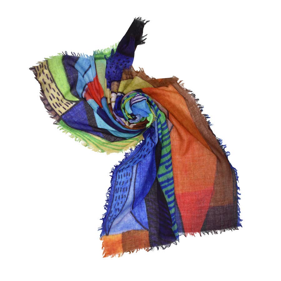 Martin Colorful Mixed Geo Wool Scarf
