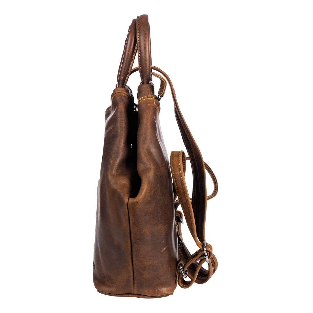 Leather Backpack, Leather Rucksack Bag Zoe - Sandal