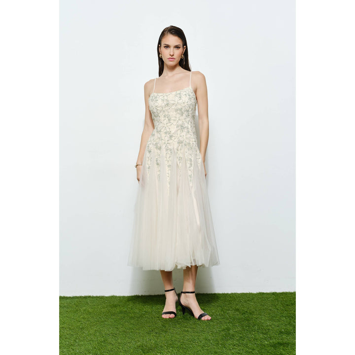 Romantic Lace Chiffon Sleeveless Midi Dress
