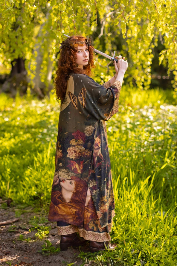 The Messenger Opera Duster Robe w/ Joan of Arc & Florals