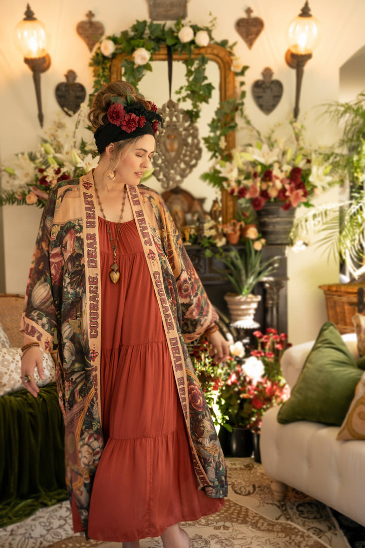 Courage Dear Heart Opera Duster Kimono Robe w/ Sacred Heart