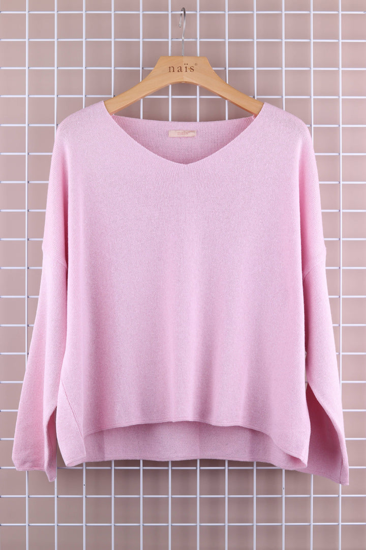 Short V-Neck Cotton Sweater